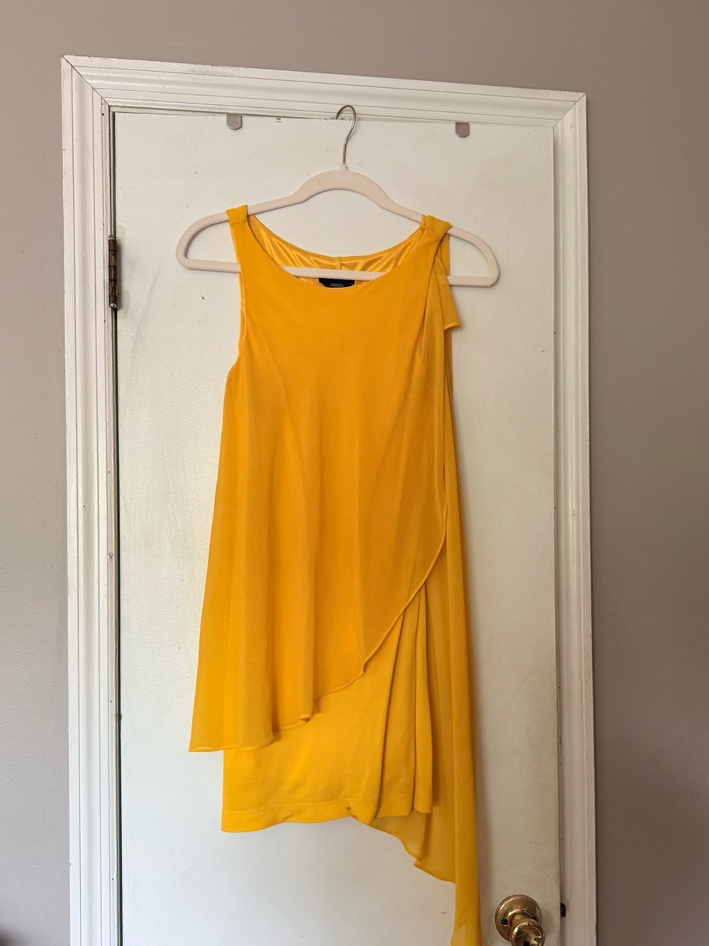 bebe Vibrant Yellow One-Shoulder Asymmetrical Dress! EUC